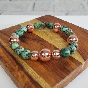 African green jasper & rose gold bracelet